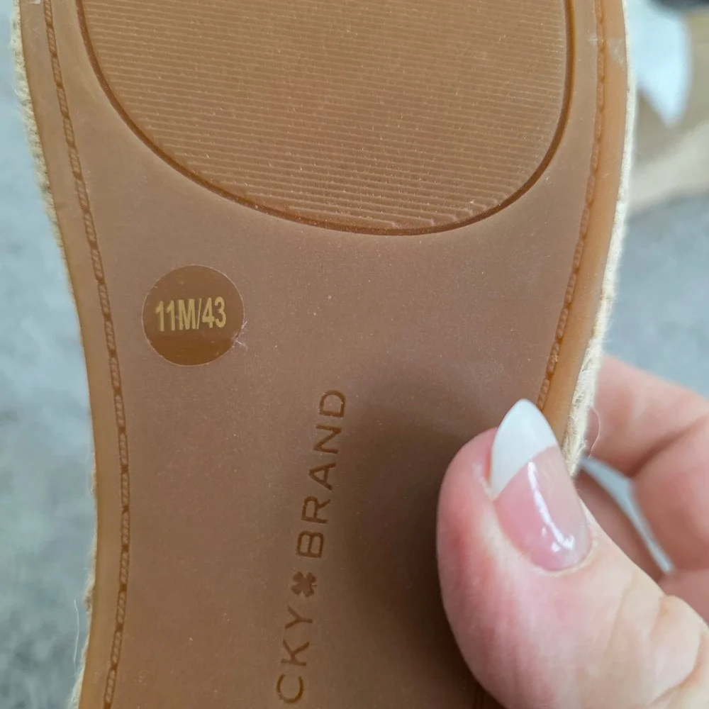 Lucky Brand Dune Oiled‎ Suede Espadrille Platform Wedge Sandals Women 11M NEW